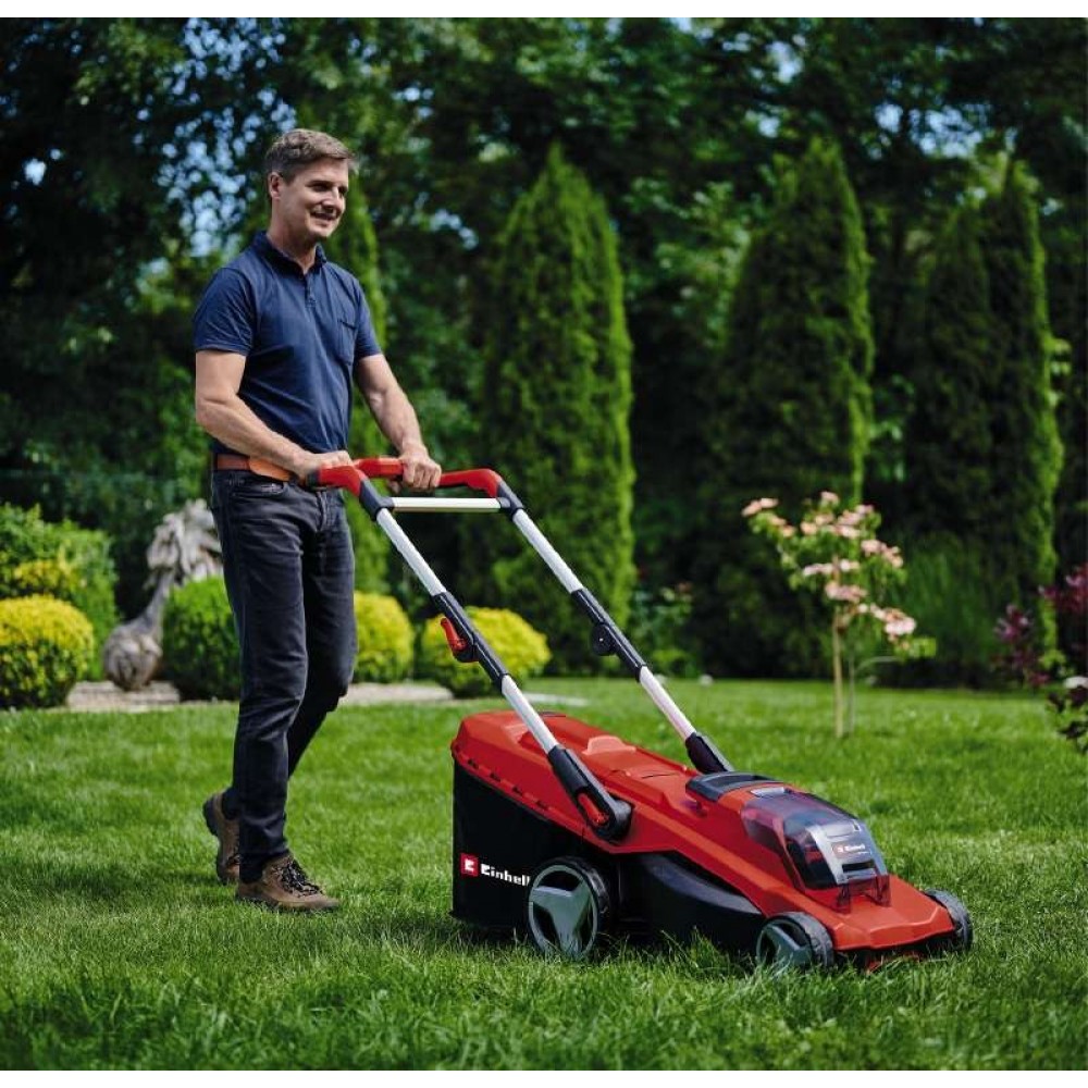 Уценка! Акция! Набор газонокосилка аккумуляторная бесщеточная Einhell GE-CM 36/41 Li - Solo + 2 зарядных устройства и 2 аккумулятора 18V 4,0 Ah