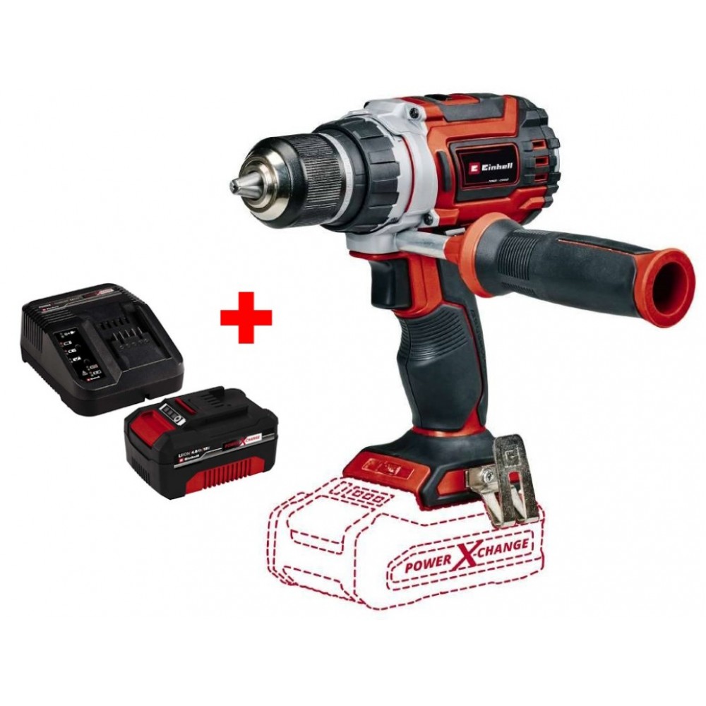 Акція! Набір шуруповерт безщітковий Einhell TP-CD 18/60 Li BL - Solo + зарядний пристрій та акумулятор 18V 4,0 Ah