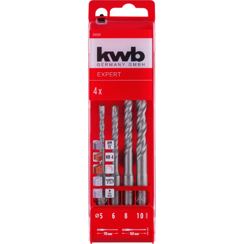 Набір бурів SDS+, 4 шт, 110/160 мм, кейс, KWB (240500) - фото 2