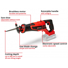 Пила сабельная Einhell TP-AP 18/28 Li BL - Solo + зарядное устройство и аккумулятор 18V 4,0 Ah