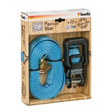 Стяжний ремінь з натяжним храповиком і двумя гачками 6 м, kwb