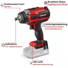 Гайковерт ударний Einhell IMPAXXO 18/450 – Solo, акумулятор. (4510070)
