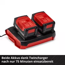 Набір акумуляторів + зарядний пристрій Einhell 18V 2x4.0Ah Twincharger Kit, PXC, 2.2 кг (4512112)