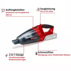 Промышленный пылесос TE-VC 18 Li solo Einhell X-Change (без аккумулятора и зарядного устройства)
