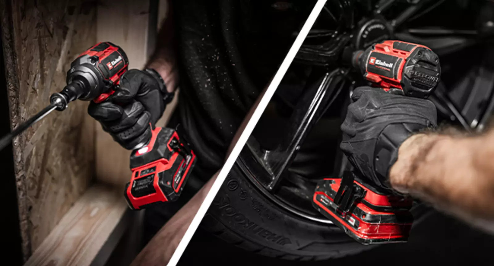 Акумуляторний ударний гайковерт Einhell TP-CW 18/350-C Li BL — використовується лише для закручування деревини та заміни шин.