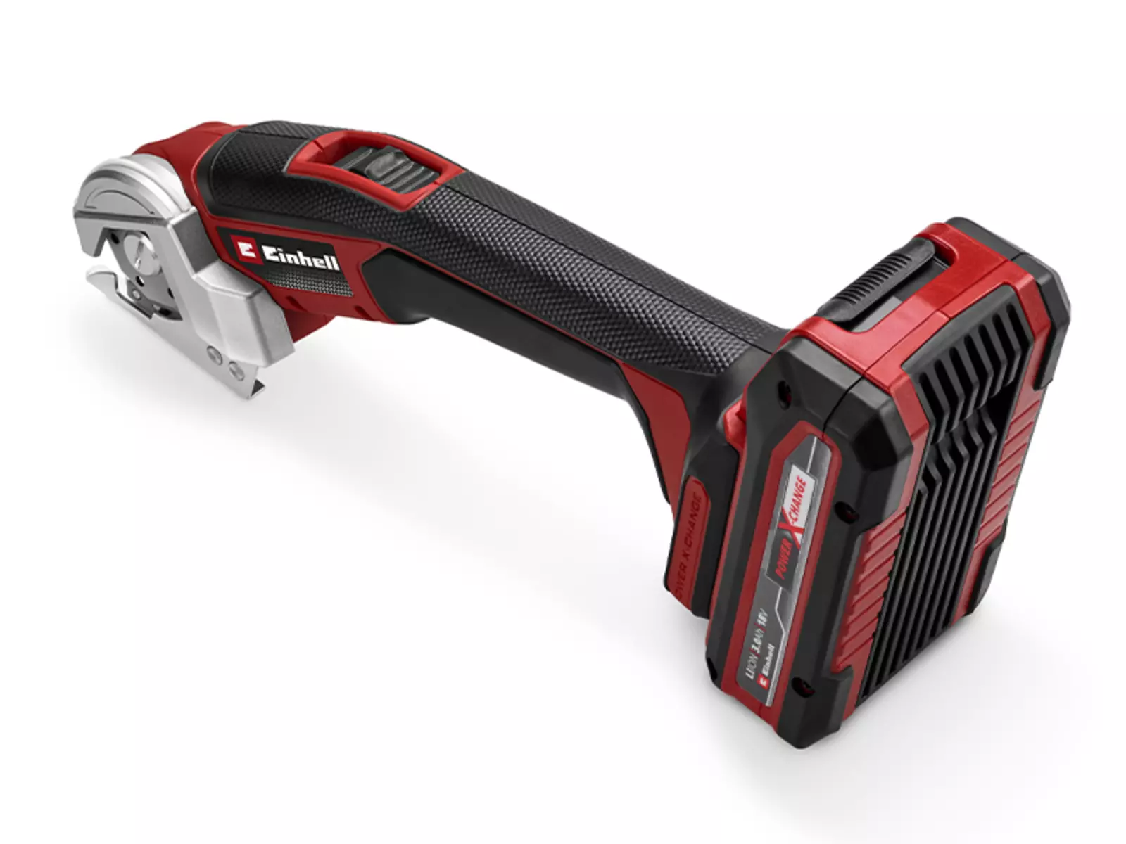 Акумуляторний універсальний різак Einhell TE-UC 18/6 Li - Solo на білому фоні.