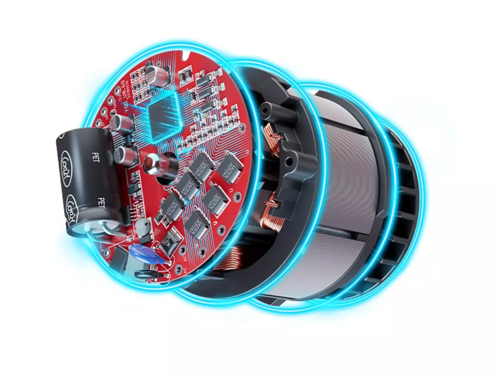 Графічне зображення безщіткового електродвигуна в розрізі.