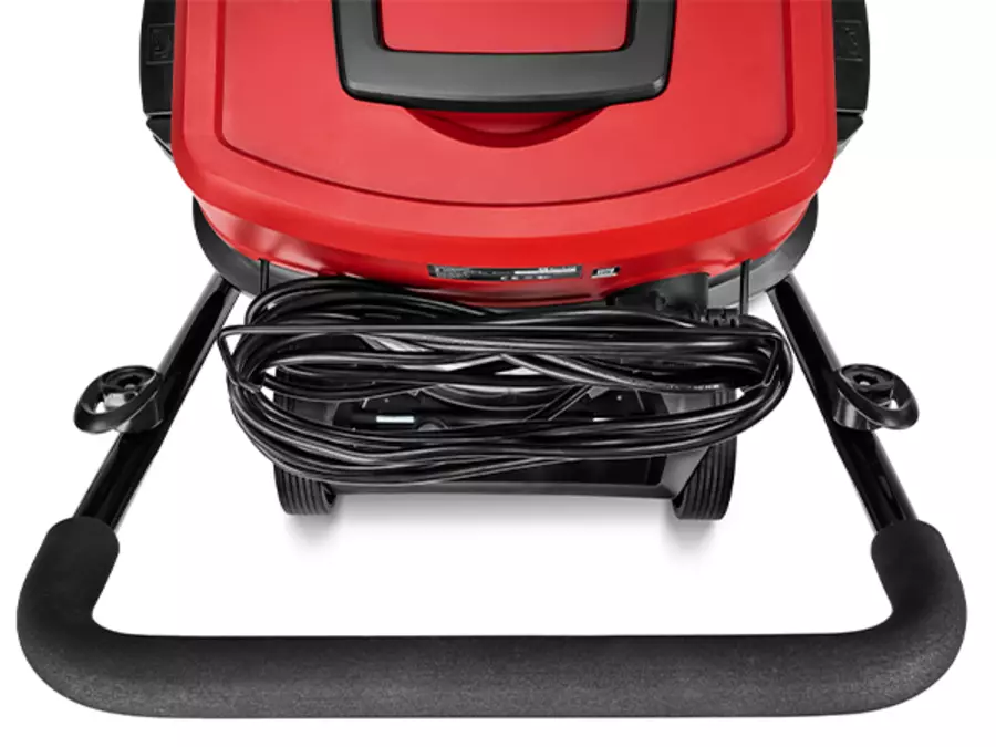 Вигляд ззаду пилососа для вологого/сухого прибирання Einhell TE-VC 5090 SACL з кабелем живлення, намотаним на тримач кабелю.