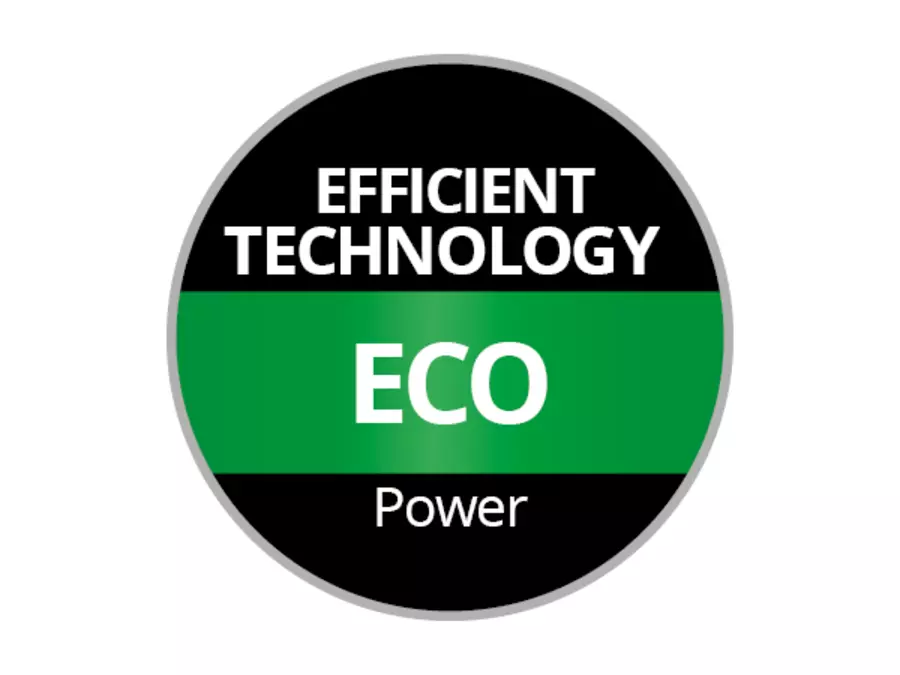 Круглый логотип с надписью «ЭФФЕКТИВНАЯ ТЕХНОЛОГИЯ – ECO Power» указывает на энергоэффективную технологию пылесоса для влажной и сухой уборки Einhell TE-VC 2580 SACL.