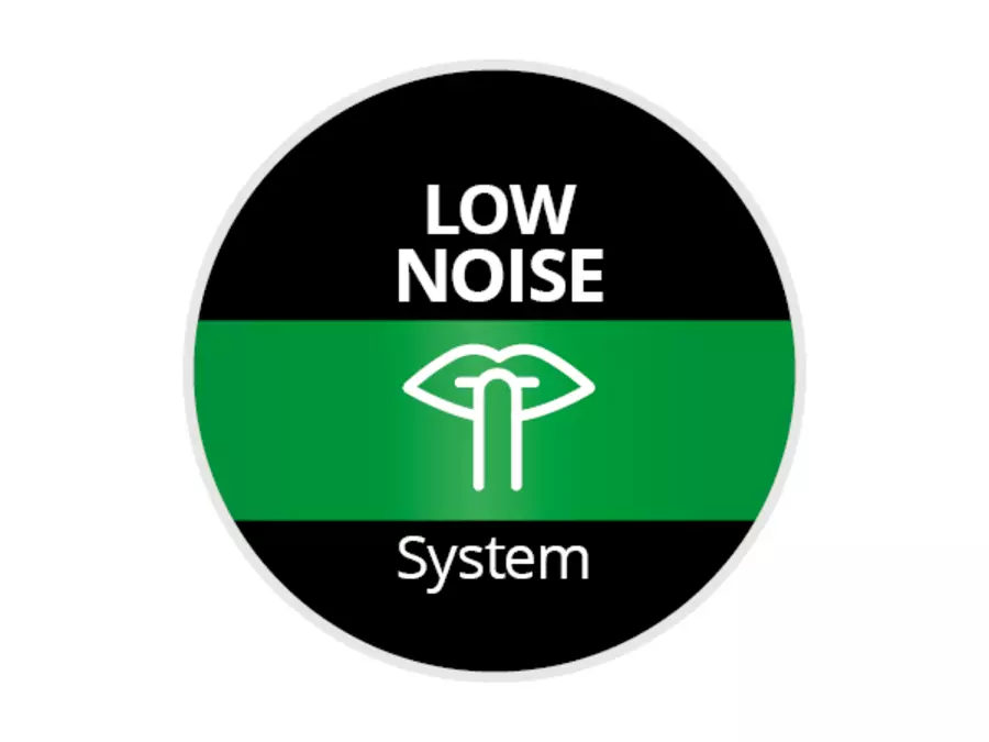 Круглый логотип с надписью «LOW NOISE – System» указывает на малошумную систему TE-VC 2580 SACL.