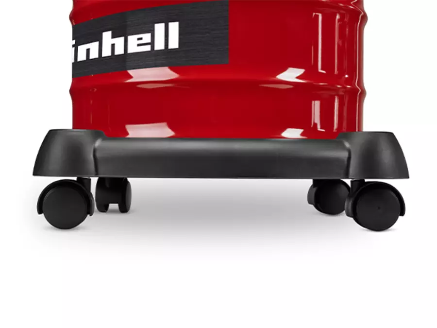 Детальний вигляд чотирьох поворотних коліщаток пилососа для золи Einhell TC-AV 2032 DW для легкого пересування.
