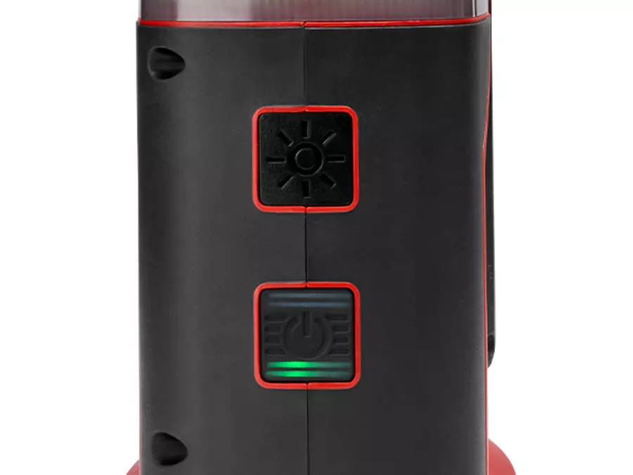 Задняя часть аккумуляторной электростанции Einhell TE-ES 18/150/1 Li-C-Solo со светодиодным индикатором состояния на выключателе.