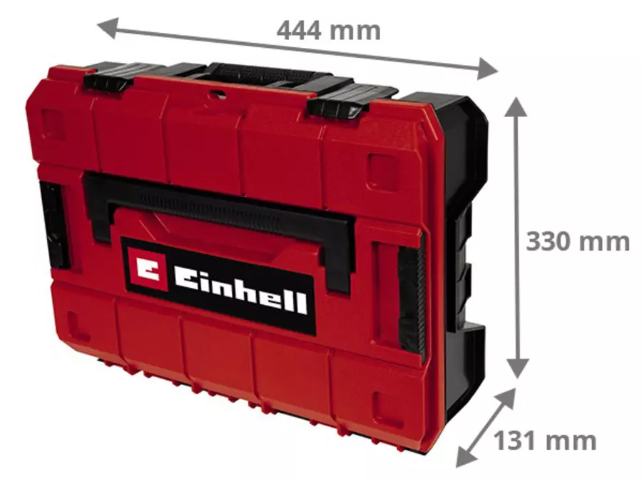 Системний кейс Einhell E-Case S-F з розмірами: 444 x 330 x 131 mm.